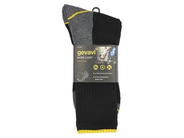 GEVAVI WORKWEAR - GW54 WORK LIGHT SOK 3 PAAR/BUNDEL GRIJS