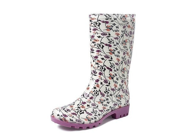 GEVAVI BOOTS - ROSE KINDER- UND DAMENSTIEFEL PVC WEIß BLUME
