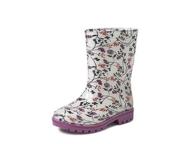 GEVAVI BOOTS - ROSE KINDER- UND DAMENSTIEFEL PVC WEIß BLUME